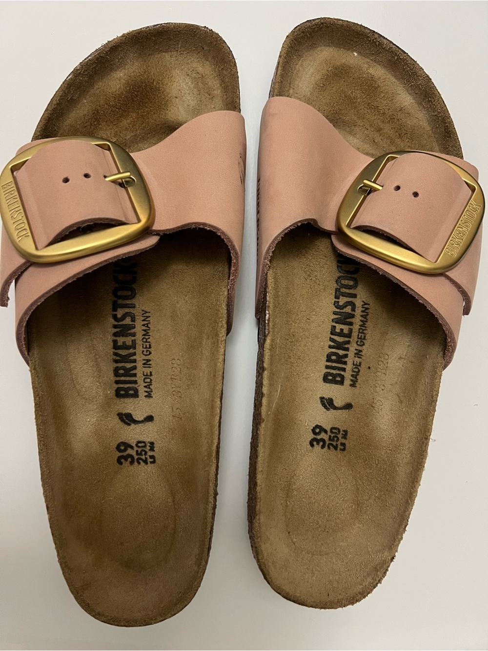 Birkenstock Women's Blush Single Strap Sandals with Gold Buckles - Picture 1 of 11